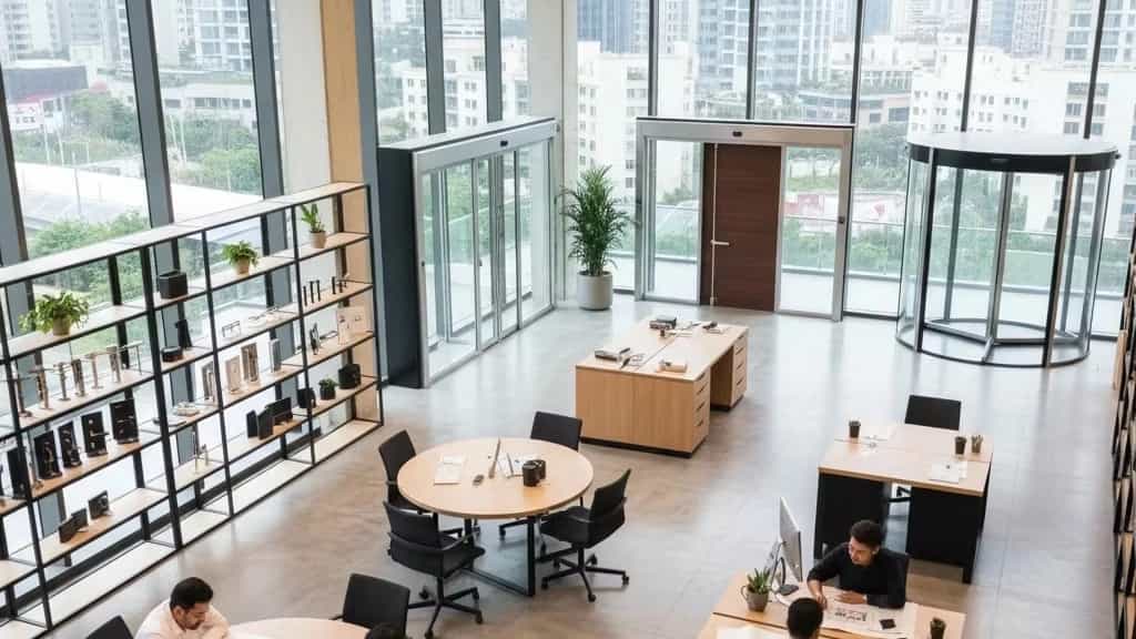 طراحی تخصصی درب شیشه ای اتوماتیک توسط شرکت آذر آل